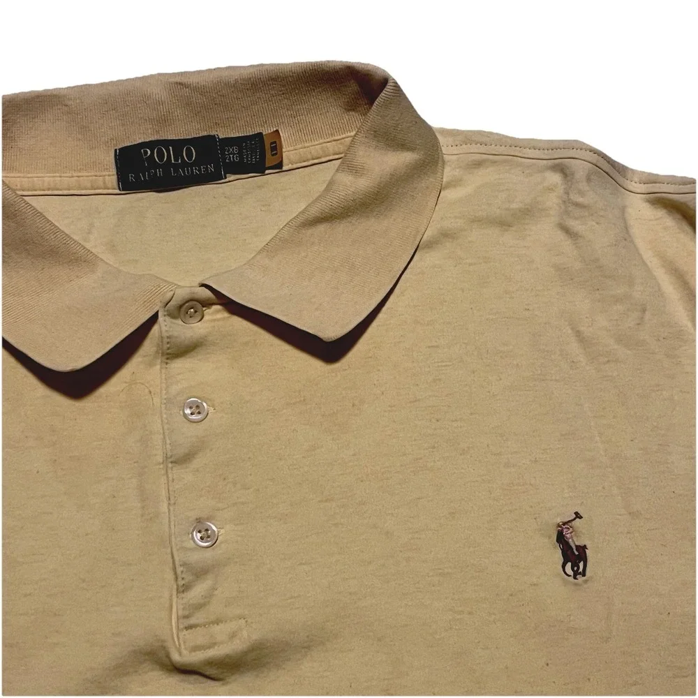 Polo Ralph‎ Lauren Polo Shirt Mens 2XB Solid Yellow Preppy Casual Golf